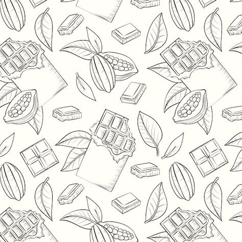 Chocolate Bar Doodle, Chocolate Paper Design, Chocolate Pattern Design, Chocolate Illustration Graphics, Chocolate Bar Drawing, Chocolate Bar Illustration, Cocoa Illustration, Chocolate Images, Background Chocolate