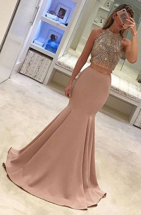 f337d999d9ad116a7b4f3d409fcc6480desc34344985ri Beaded Bodice Prom Dress, Blush Prom Dress, High Neck Prom Dress, Sparkly Prom Dress, Halter Prom Dresses, Pink Prom Dress, Prom Dresses Sleeveless, Pink Prom, Long Evening Gowns