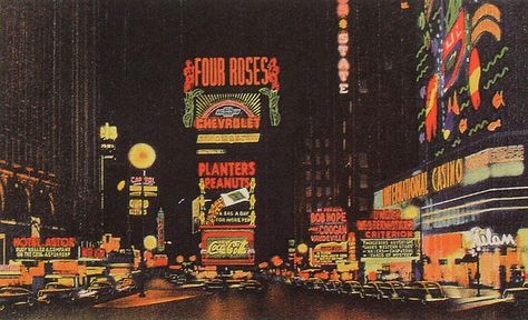 Times Square 1930s Postcard Vintage New York City by Christian Montone, via Flickr Nyc Times Square, Map Of New York, Guys And Dolls, New York Aesthetic, My Funny Valentine, Vintage New York, New York State, Vintage Postcards, Old Pictures