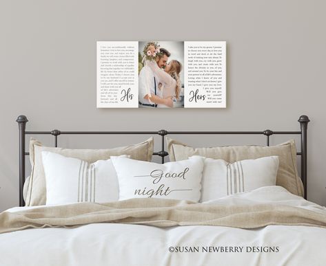 Wedding Vows Canvas, Farmhouse Style Bedroom Decor, First Dance Wedding, Wedding Collage, Rustic Wedding Photos, Black Bedroom Furniture, Wedding Song, Farmhouse Style Decor, Over The Bed