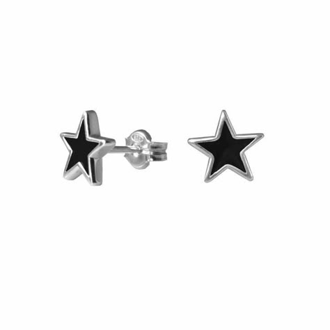 Star Earrings Silver, Star Stud Earrings, Chic Earrings, Star Earrings Stud, Meaningful Jewelry, Star Jewelry, Black Jewelry, Black Earrings, Star Studs