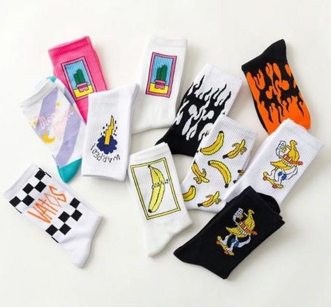 Harajuku Dress, Cartoon Banana, Cheap Socks, Harajuku Street, Stripe Socks, All Codes, Funny Women, Men Socks, Funny Men