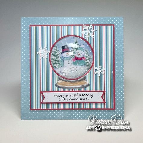 Art Impressions Snowglobe Snowglobe Christmas, Stencil Stickers, Polka Dot Paper, Sticker Storage, Doodlebug Design, Art Impressions, Card Organizer, Mini Christmas, Shaker Cards