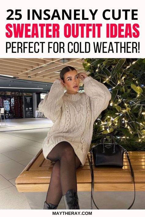 Need inspiration for the perfect outfit ideas? Check out these seriously stylish sweater outfits that you'll want to copy. Long Sweater Outfit Ideas, Going Out Sweater Outfit, Jeans And White Sweater Outfit, Winter White Sweater Outfit, Over Sized Sweaters Outfit Winter, Oversized White Sweater Outfit, Off Shoulder Sweater Outfit, White Sweater Outfits, Oversized Sweater Outfit Winter