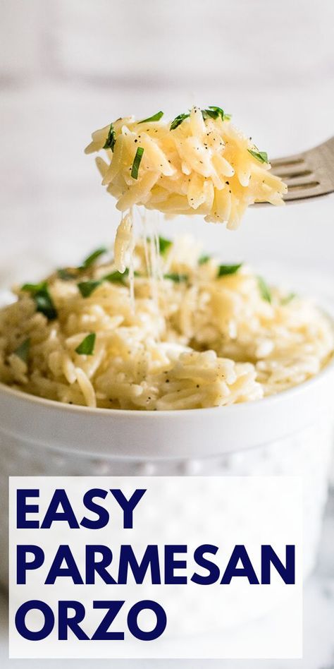 Parmesan Orzo Recipes, Orzo Side Dish, Orzo Side, Orzo Recipes Side, Baking Mischief, Orzo Pasta Recipes, Parmesan Orzo, Orzo Dishes, Pasta Side