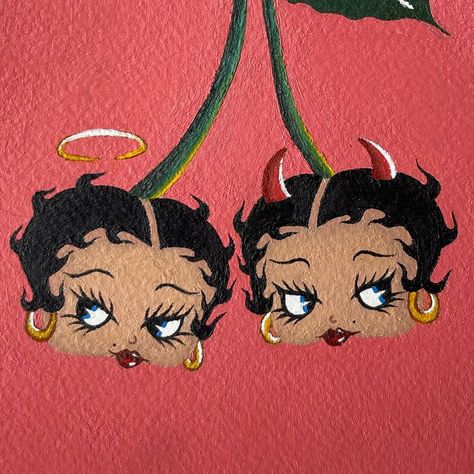 Betty Boop Art, Cute Canvas Paintings, Time Painting, Canvas Painting Designs, Cute Canvas, Tattoo Flash Art, February 9, Flash Art, Mini Canvas Art