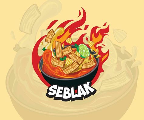 Seblak food illustration, seblak element design for logo, wallpaper, background, menu book, etc Food Logo Design Inspiration, Church Media Design, Logo Design Inspiration Creative, Cartoon Chicken, Element Design, Food Logo Design, Food Menu Design, Menu Book, Logo Wallpaper