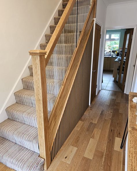 Before & After Oak and glass staircase balustrade 🤌🏼 check out the difference 👌🏼 #StaircaseRenovation #staircasebanisters #glassbalustrades Oak And Glass Staircase, Glass Bannister, Staircase Balustrade, Glass Stairs Design, Oak Staircase, Glass Stairs, New Staircase, Glass Staircase, Glass Balustrade