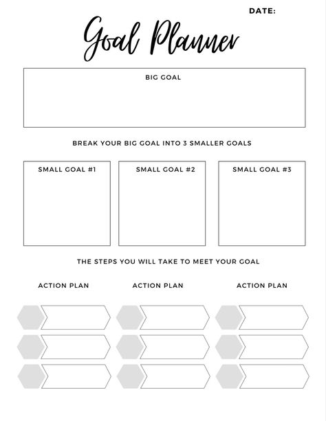 Simple Goal Setting Planner printablemealplanner #plannerkdpinterior. Mom Planner Printables Free, Setting Chart, Goal Setting Chart, Goal Planner Printable Free, Goal Action Plan, Study Planner Printable Free, Goal Settings, Project Planner Printable, Goal Setting Printable