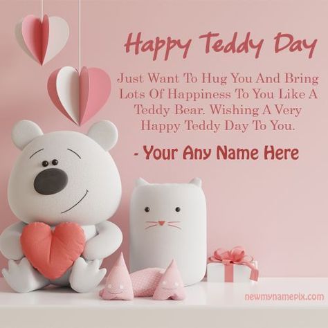 Happy Teddy Day, Wishes With Name, Editing Online, Latest Design, Customized Create, Beautiful Pictures, Best Collection, Make Your Name, Greeting, Quotes, Shayari, Blessing Wallpapers Teddy Bear, Beautiful Quotes Love, Wallpaper Editor, Happy Teddy Day Images, Teddy Day Images, Happy Teddy Day, Valentine Day Week, Happy Valentines Day Wishes, Teddy Bear Day