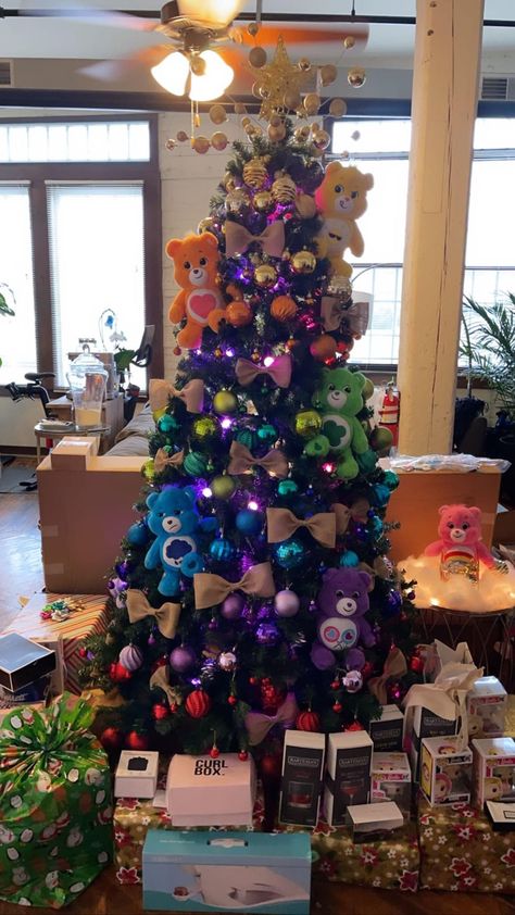 Carebear Christmas Tree, Cocomelon Christmas Tree, Care Bear Christmas Tree, Girly Christmas Tree, Care Bear Party, Christmas Trees For Kids, Pony Pictures, Christmas Tree Decorating Themes, Rainbow Tree