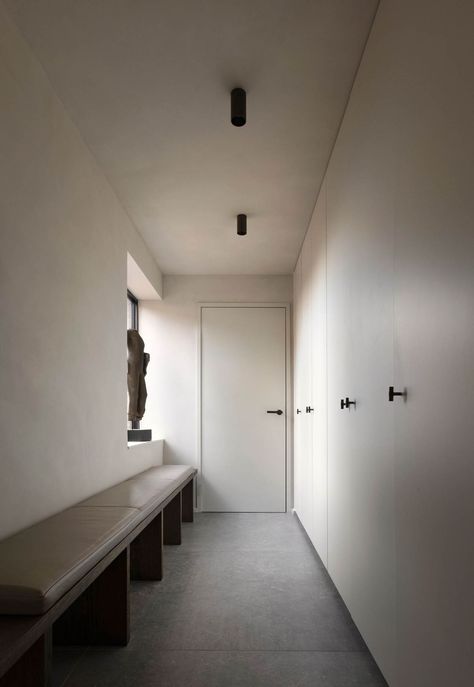 Walls Pilates, Home Pilates Studio, Waterfront House, Wooden Side Tables, Hall Lighting, Soft Minimalism, Norm Architects, Entry Hallway, Bespoke Interiors