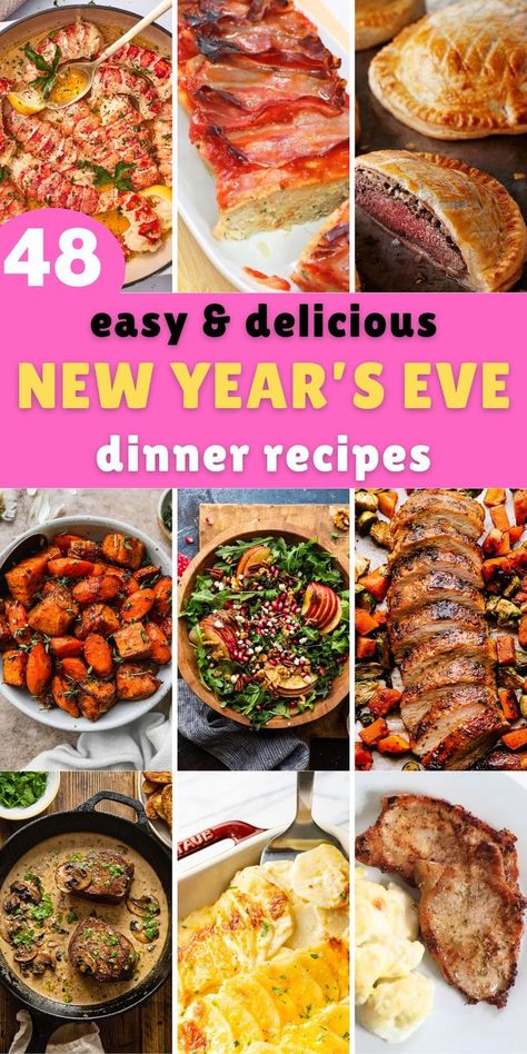 New Year’s Eve Easy Dinners New Years Eve Dinner Ideas, New Year's Eve Food, Dinner Party Menu Ideas, Party Menu Ideas, Feast Ideas, New Year's Eve Dinner, Dinner Menu Ideas, New Years Eve Food, New Years Eve Dinner