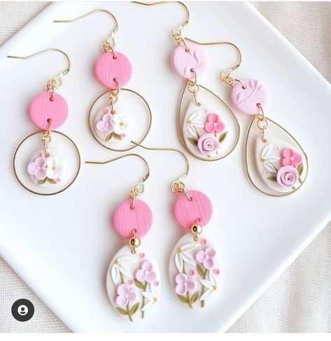 Lamasa Art, Clay Fashion, Jewelry Diy Earrings, Flower Jewelry Diy, Clay Flower Jewelry, Daisy Garden, Lovely Sunday, Clay Keychain, Polymer Clay Flower Jewelry