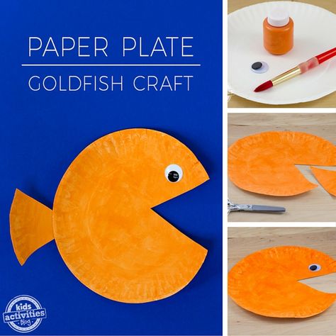 Goldfish Craft, Orange Craft, Animal Art Projects, Summer Camp Crafts, Baby Play Activities, Preschool Colors, Craft Kids, Preschool Art Activities, Preschool Themes