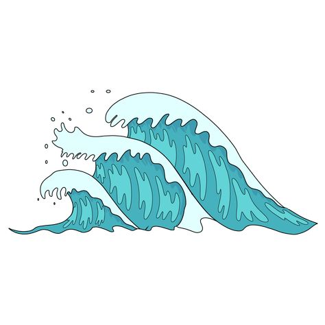 How to Draw Waves Step by Step Draw Waves, Waves Cartoon, Beach Cartoon, Wave Drawing, Ocean Wallpaper, Surfing Waves, Beach Crafts, Surf Art, Paper Models