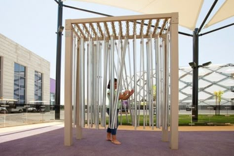 Free Play have designed an interactive playground at the Hazza Bin Zayed Stadium in Abu Dhabi Playgrounds Ideas, Interactive Playground, Iot Design, Interactive Installations, Urban Ideas, Playground Ideas, Sound Installation, Playhouse Outdoor, Sound Studio