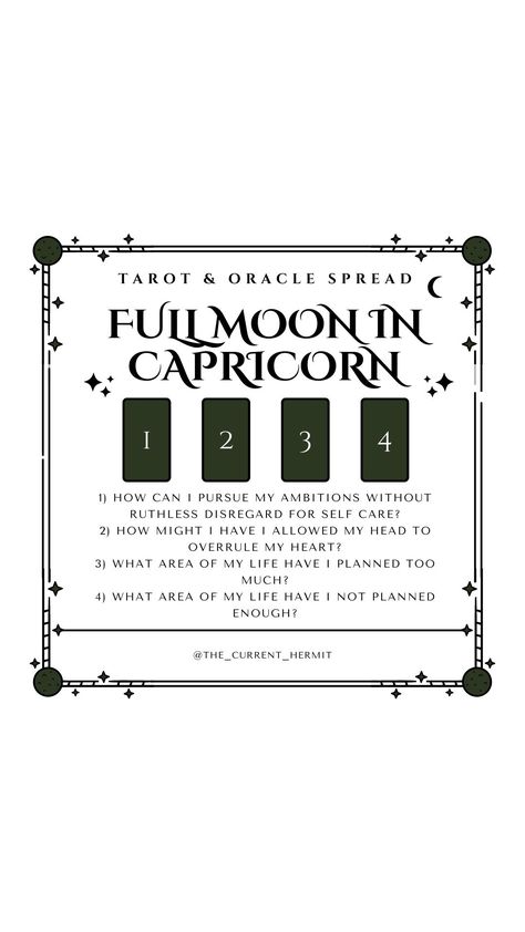 Full Moon in Capricorn Tarot Spread Full Moon In Capricorn 2024 Tarot Spread, Full Moon In Capricorn Tarot Spread, Full Moon In Capricorn 2024, Capricorn Journal, Full Moon Tarot Spread, Full Moon July, Moon 2024, Capricorn Tarot, Bullet Journal Tracking