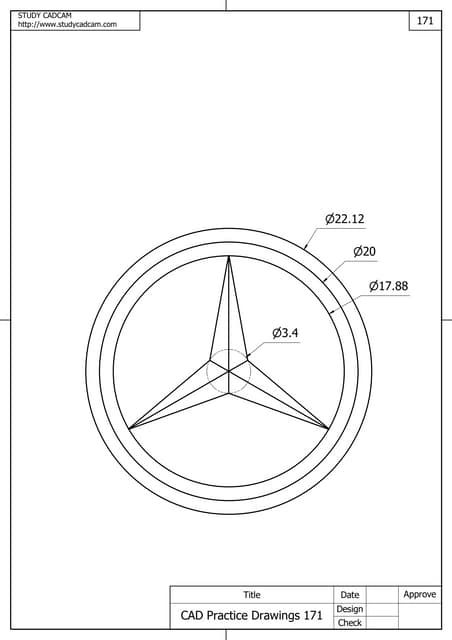 Cad practice drawings 121 130 | PDF Mercedes Logo Drawing, Benz Logo, Logo Guidelines, Mercedes Logo, Mechanical Engineering Design, Isometric Drawing, 3d Cnc, Geometric Drawing, Mercedes Benz Logo