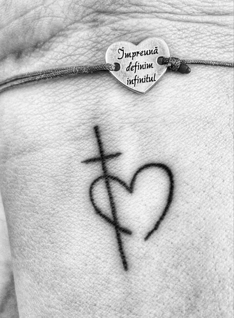 Heart Tattoos For Women On Wrist, Small Cross Hand Tattoos For Women, I Cross My Heart Tattoo, Cross And Heart Tattoos For Women, Cross Remembrance Tattoos, Cross Henna Tattoo, Cross And Infinity Tattoo, Heart And Cross Design, Cross Tattoos For Women Neck