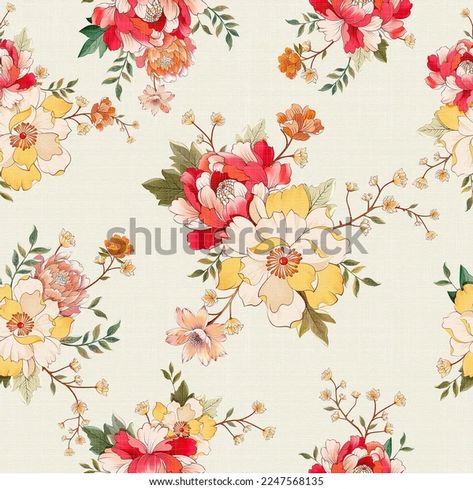 Bright Feminine Watercolor Botanical Floral Fashionable Stock Illustration 2247568135 | Shutterstock Suit Texture, Kalamkari Pattern, Hand Print Flowers, Feminine Watercolor, Anemone Flowers, Watercolor Flowers Pattern, Decoupage Printables, Design Pattern Art, Textured Carpet