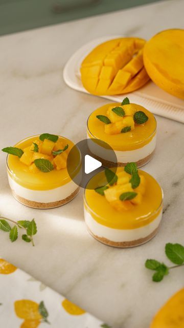 Arushi Hasija | Mills & Buns on Instagram: "summer is for mango cheesecake 🥭   A quick sweet little something doesn’t get better than this no bake mango cheesecake- it’s one of my favourite recipes and you have to try it this summer!   Ingredients-  6-8 digestive biscuits  20g melted butter  100g cream cheese 30g white chocolate  15g fresh cream 60g whipped cream 20g icing sugar  Mango puree and mango cubes, to top  cheesecake, mango cheesecake, baking, recipes, no bake cheesecake, mango recipes, mango desserts" Mango Cheesecake Decoration, Mini Mango Cheesecake, Mango Cheesecake Recipe, Mango Pudding Recipe, Recipes No Bake, Summer Ingredients, Recipes Mango, Dessert Pots, Cheesecake Decoration