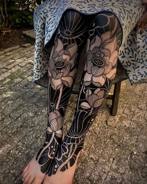 Black And White Tattoos, 16 Tattoo, White Tattoos, Blackout Tattoo, Back Of Shoulder Tattoo, Leg Sleeve Tattoo, Instagram Tattoo, Leg Sleeve, Leg Sleeves