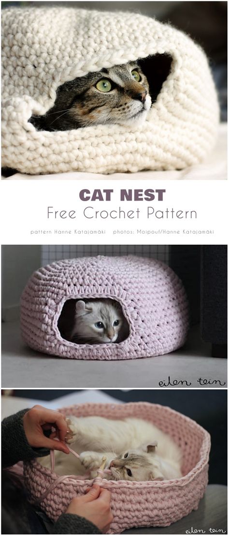 Crochet Pet Items, Macrame Crochet Pattern, Crochet Cat Hammock Free Pattern, Quick Crochet Projects Free Pattern, Crochet Cat Accessories, Crochet Cat Clothes, Quick Crochet Ideas, Cat Toy Crochet, Cat Bed Pattern