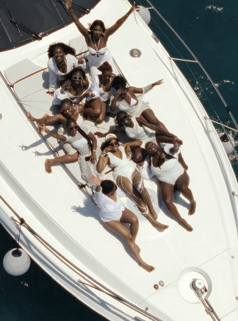 Yacht Summer, Women Luxury Lifestyle, Black Women Luxury, Prayer Vision Board, Rich Women Lifestyle, Vision Board Party, Board Party, Vision Board Pics, White Swimwear