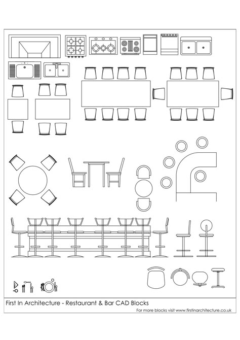 Here is another set of free cad blocks from the First In Architecture Cad Block database. We hope you find them useful. Please feel Floor Plan Symbols, Restaurant Floor Plan, Architecture Symbols, Drawing Furniture, Architecture Blueprints, Loft Plan, Furniture Design Sketches, Architecture Drawing Plan, Interior Architecture Drawing