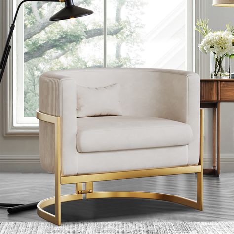 Etta Avenue™ Shelbi 31Cm W Armchair & Reviews - Wayfair Canada Fancy Chair, Velvet Living Room, Toss Pillow, Contemporary Chairs, Glam Style, Velvet Armchair, Upholstered Arm Chair, Barrel Chair, Accent Chairs For Living Room