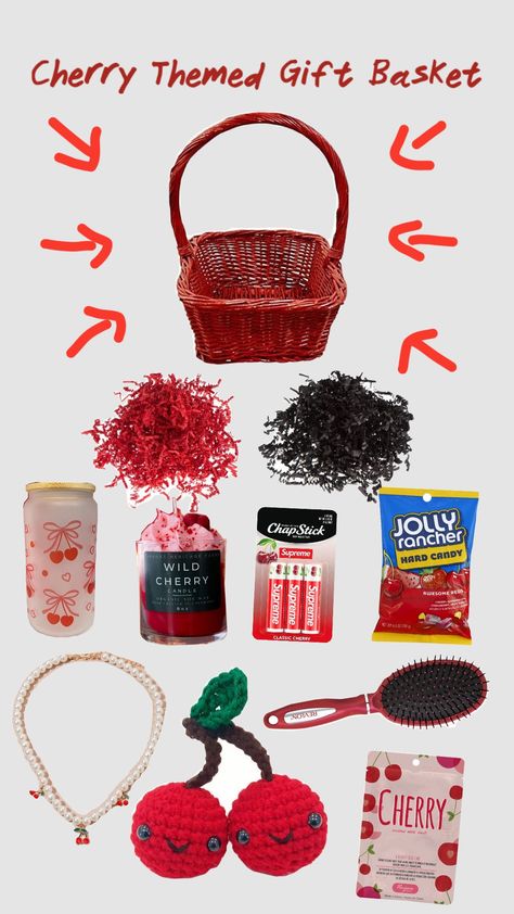 Color Themed Gift Baskets Red, Red Gift Basket Ideas, Red Gift Basket, Basket Themes, Red Basket, Birthday Basket, Cool Gifts For Teens, Cute Gifts For Friends, Themed Gift Baskets