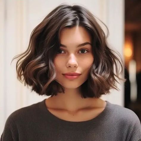 Chin Length Hair Thick Wavy, Undone Bob Haircuts, Thick Chin Length Hair, Chin Length Thick Hair, Chin Length Wavy Hair, Jaw Length Hair, Hairstyles For Short Length Hair, Chin Length Haircut, Above Shoulder Hair