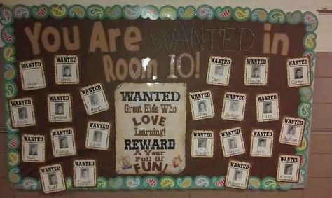 Wanted: Students for Room 10! | 31 Incredible Bulletin Boards For Back To School Western Bulletin Boards, Welcome Bulletin Boards, Bullentin Boards, Student Photo, Back To School Bulletin Boards, Bulletin Board Ideas, Bulletin Board Display, Classroom Bulletin Boards, School Bulletin Boards