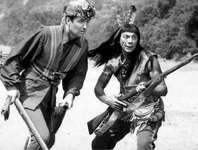 Fess Parker and Ed Ames in Daniel Boone (Daniel and Mingo). Fess Parker, Daniel Boone, Christopher Eccleston, Tv Westerns, Old Tv Shows, Vintage Tv, Tv Actors, Baby Boomer, Western Movies