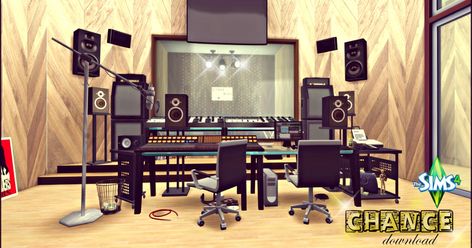 A Recording Studio for your Sims! Play music , Record music and also entertain and shmooze' potential clients and buyers in an in... Sims 4 Recording Studio Cc, Sims 4 Band Mod, Sims 4 Recording Studio, Sims 4 Cc Office, Best Wood Flooring, Sims 4 Men Clothing, Sims 4 Studio, Sims 4 Download, Play Sims