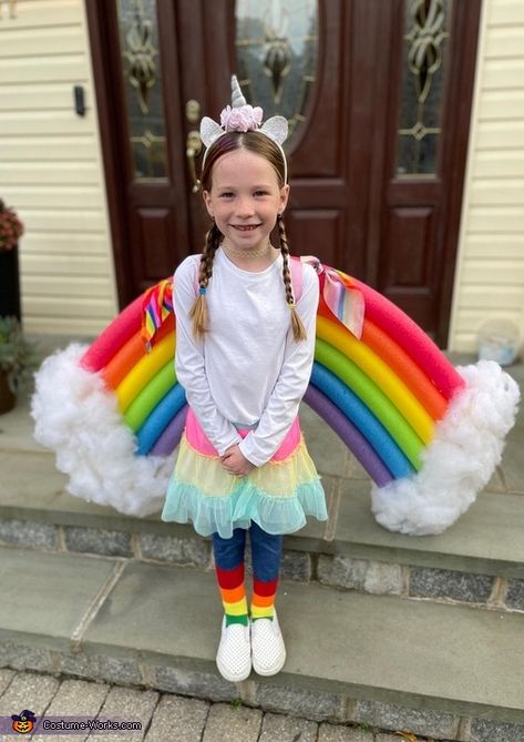 Rainbow Pegasus Costume Pegasus Costume Kids, Rainbow Costume Kids, Rainbow Costume Diy, Pegasus Costume, Rainbow Costume, Rainbow Costumes, Homemade Costume, Costume Works, Nature Dress