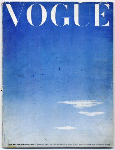 British Vogue October 1945 // Peace and Reconstruction Issue Graphisches Design, Head Board, Light Blue Aesthetic, Blue Prints, Blue Pictures, Blue Poster, Vogue Covers, Picture Collage Wall, Coastal Grandma