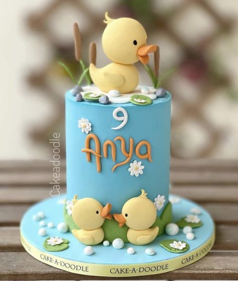 Duck First Birthday Cake, Duck Cakes, Rubber Duck Cake, Duck Birthday Theme, Rubber Ducky Cake, Duck Cupcakes, Rubber Duck Birthday, Doodle Cake, Duck Cake