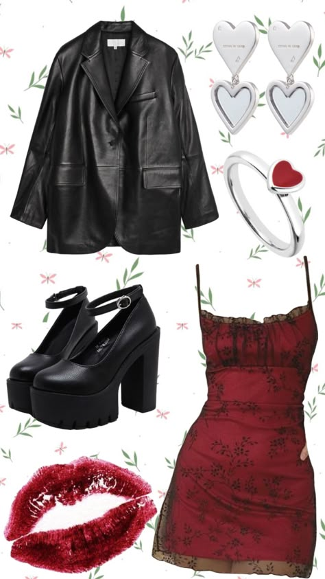 Sultry Aesthetic Outfit, 2000 Concert Outfit, Maroon 5 Concert Outfit, Tv Girl Concert Outfit Ideas, Female Manipulator Outfits, Black And Red Concert Outfits, The Killers Concert Outfit, Yandere Outfits, Saggitarius Style Outfits