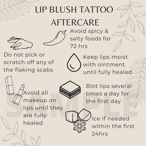 Lip Blush PMU Aftercare Card - Digital Download Printable#tattoo #tattoaftercare #tattoocare Pmu Aftercare Card, Pmu Lips Healing Process, Pmu Aftercare Kit, Pmu Business Card, Pmu Lips Permanent Makeup, Lip Blush Healing Process, Pmu Content, Pmu Marketing, Pmu Aesthetics