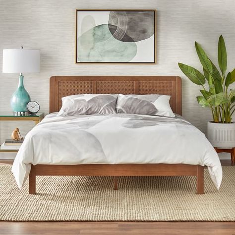 Lifestorey Larkin Mid-Century Queen Platform Bed - On Sale - Bed Bath & Beyond - 35097032 Simple Bed Designs, Low Profile Platform Bed, Bed Design Modern, Queen Platform Bed, Cama Queen, Bed Dimensions, Simple Bed, King Bed Frame, Queen Bed Frame