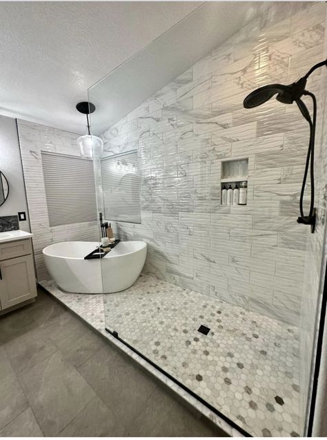 Bathroom Tile Design Ideas, Tile Design Ideas, Transitional Living Room, Full Bathroom Remodel, Bathroom Redesign, Master Bath Remodel, Transitional Living, Bathroom Design Decor, Bathroom Remodel Designs