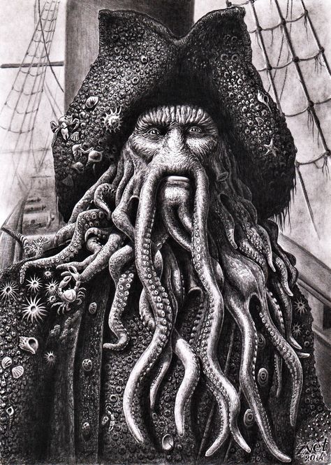 Davy Jones Pirates, Pirate Tattoo, Pirate Decor, Sketching Tips, Pirate Art, Sea Of Thieves, Dark Art Tattoo, Desenho Tattoo, Davy Jones