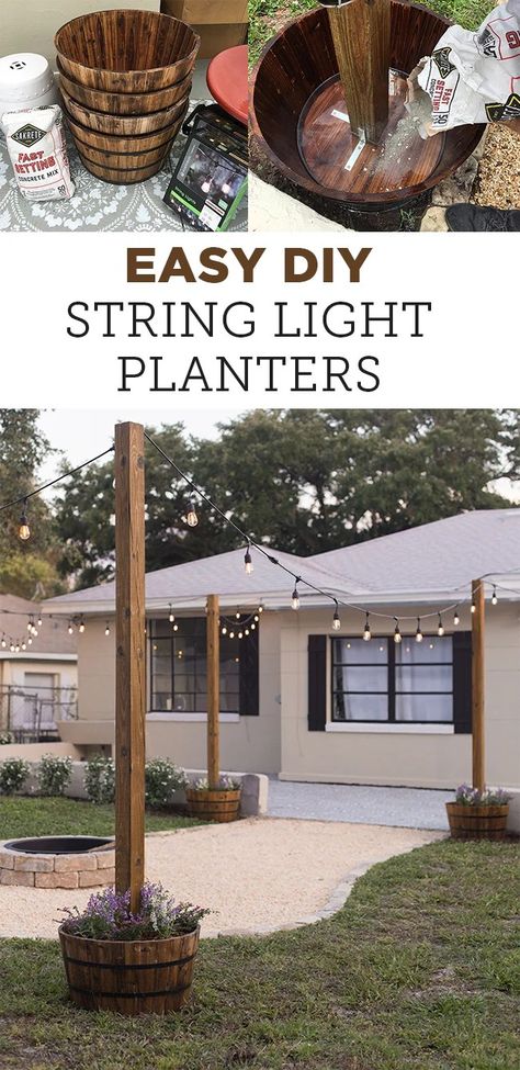 String Light Planters, Light Planters, Design Per Patio, Boho Deck, Wedding Outside, Diy String Lights, Jenna Sue, For Wedding, Small Deck