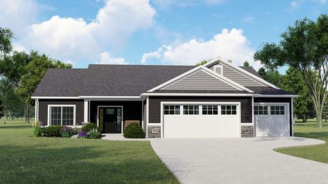 2 Bedroom 3 Car Garage House Plans, 1800 Sq Ft House Plans 3 Car Garage, 3 Car Garage House Plans, 1600 Sq Ft House Plans, 1 Story Modern House, Patio Homes, Georgia House, Craftsman Ranch, Retirement House