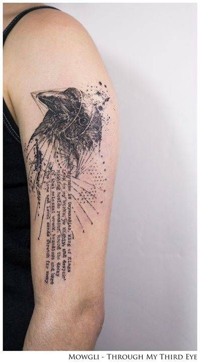 'Ozymandias' nu Mowgli Collage Tattoos, Graphic Tattoos, Crow Tattoos, Bird And Flower Tattoo, Watercolor Bird Tattoo, Bird Tattoos For Women, Vogel Tattoo, Tattoos Inspiration, Bird Tattoos