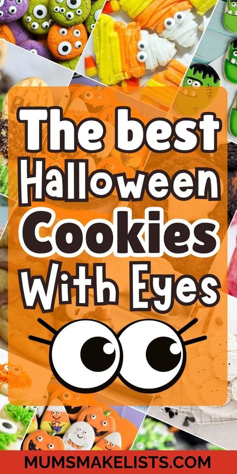 Discover this list of Halloween cookies recipes and decorating ideas for kids to make or to make as treats and desserts for Halloween parties or trick-or-treating treats! Whip up some Halloween cookies with eyes, cookies monster, and spider-themed cookies for a fun and eerie dessert spread. Halloween cookies with eyes, Halloween sugar cookies, Halloween chocolate cookies, Spooky Halloween cookies, #Halloween #Halloweencookies #Halloweenbaking Kids Halloween Cookies Decorated, Funny Halloween Cookies, Halloween Cookies With Eyes, Pumpkin Face Cookies, Easy Halloween Sugar Cookie Decorating, Halloween Eyeball Cookies, Eyeball Cookies Halloween, How To Decorate Halloween Cookies, Easy Decorated Halloween Cookies