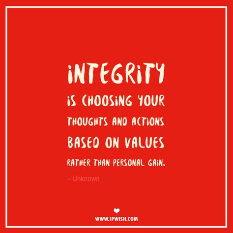 Integrity is choosing your thoughts and actions based on values rather than personal gain.	 – Unknown  Integrity is the heart of character. Character Building Quotes, Building Character, Building Quotes, Value Quotes, Building Ideas, Character Building, Team Building, Healthy Relationships, The Words