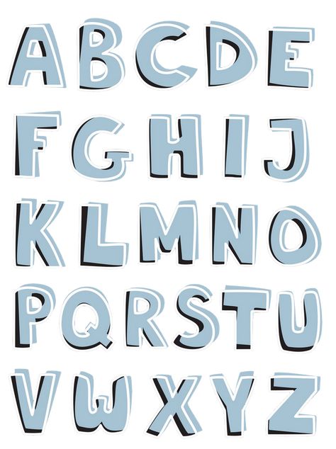 Blue Font Aesthetic, Font Angka Aesthetic, Abjad Lettering A-z, Blue Alphabet Letters, Alphabet Aesthetic, Letter Collage, Scrapbook Fonts, Scrapbook Letters, Cut Out Letters